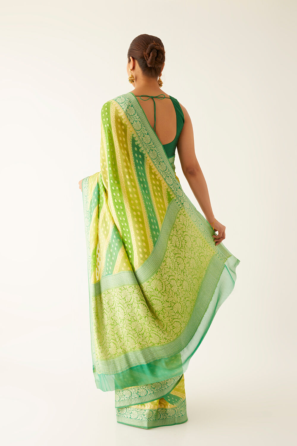 Green Pure Georgette Banarasi Brocade Saree image number null