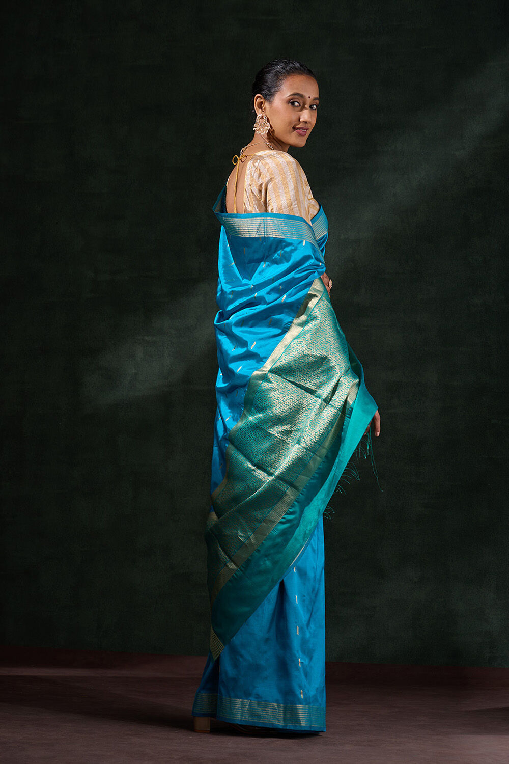 Blue Silk Viscose Cutwork Saree image number null