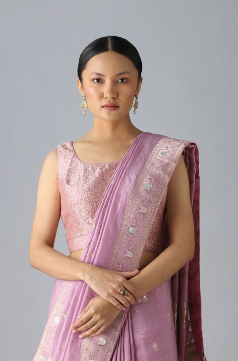 Pink Viscose Brocade Blouse