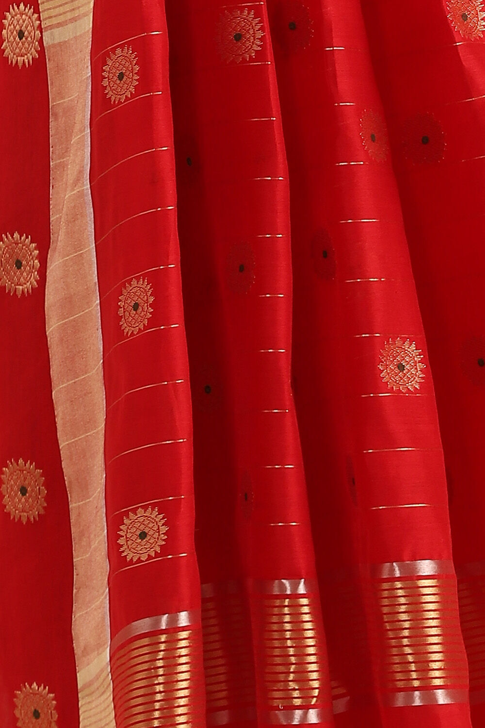 Red Pure Silk Cotton Chanderi Saree image number null