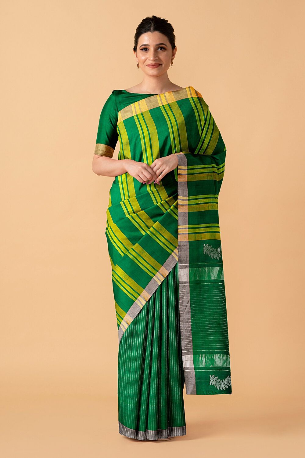 Green Pure Silk South Saree image number null