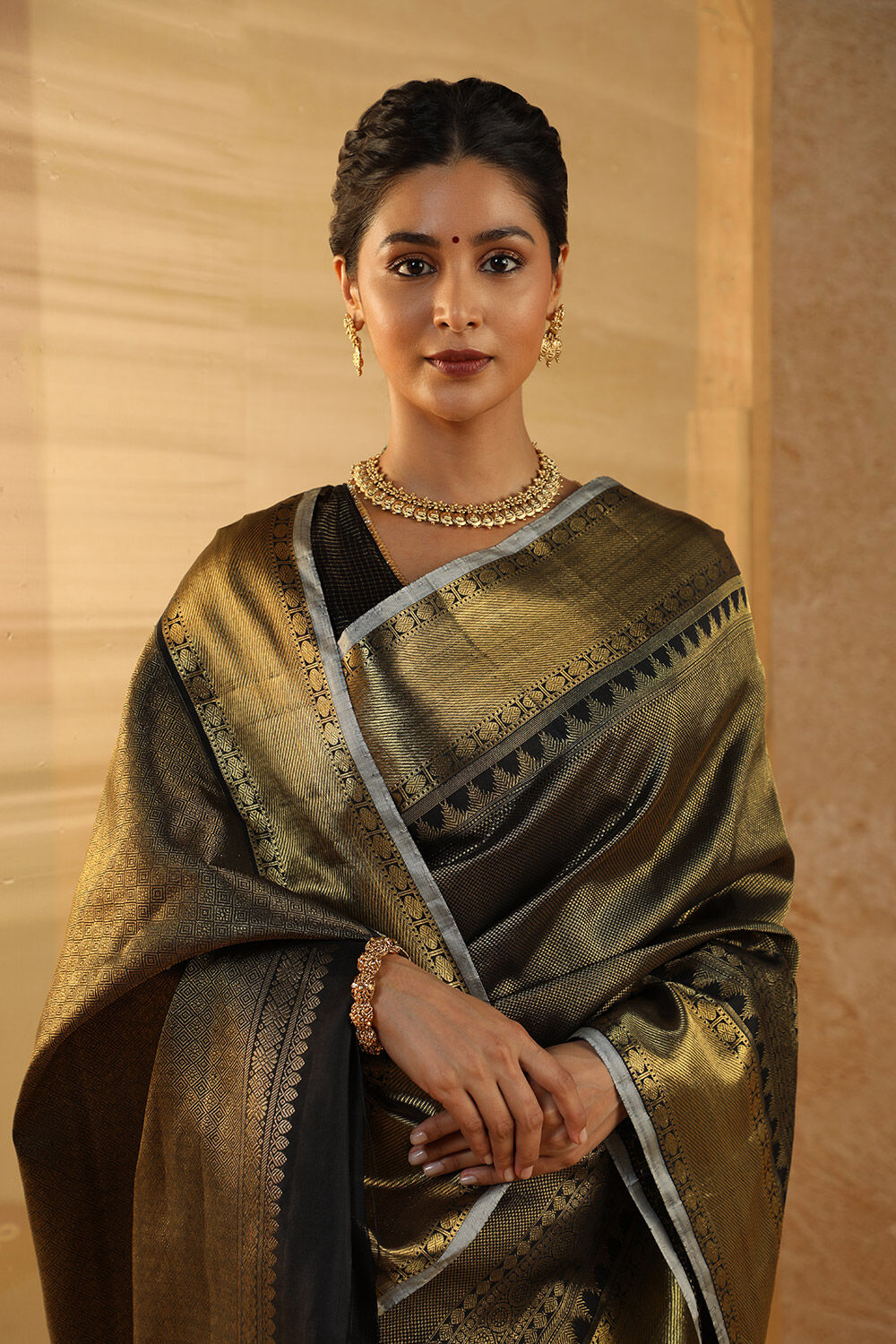 Black Pure Silk Woven Kanjivaram Saree image number null