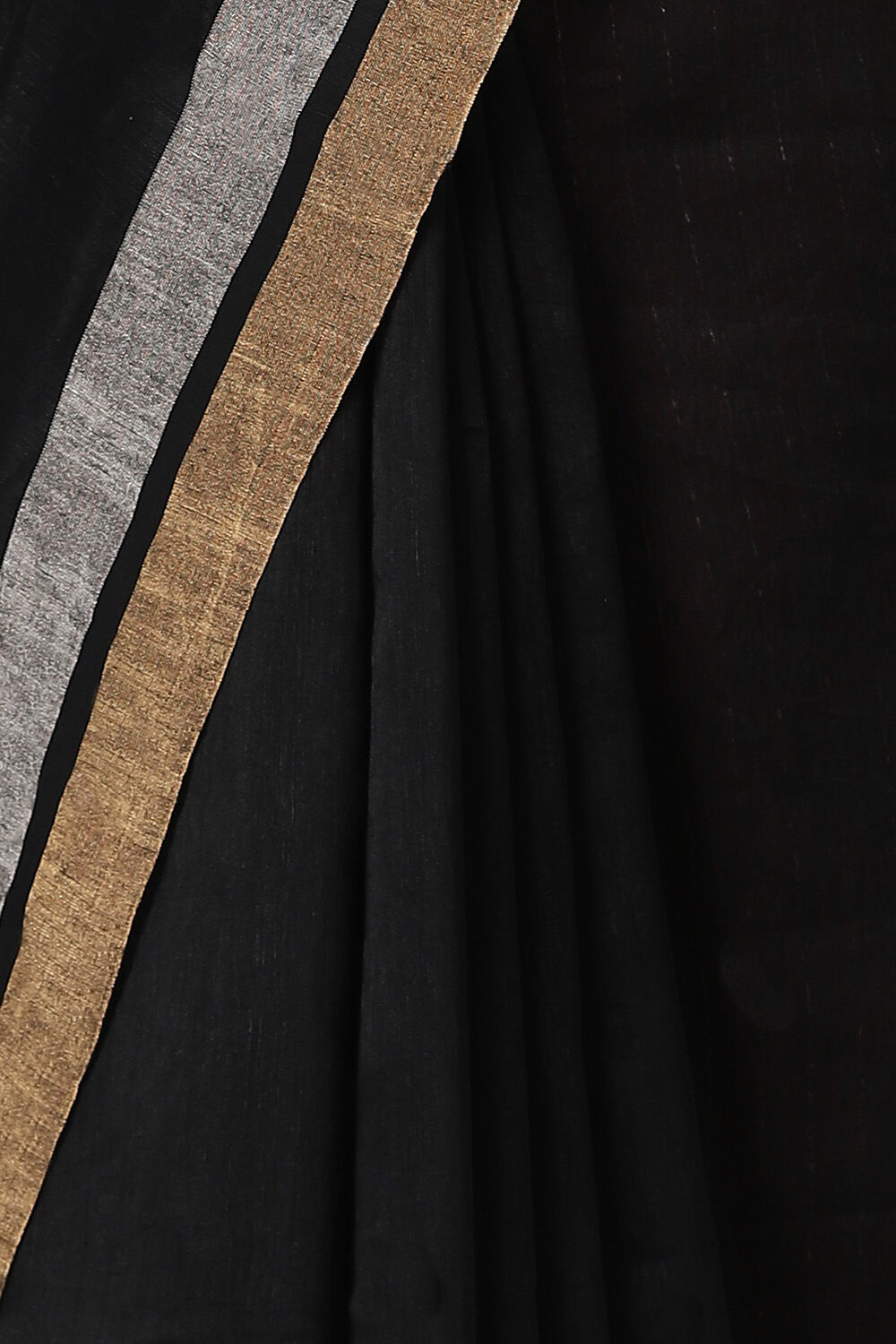 Black Pure Silk Linen Jamdani Saree image number null