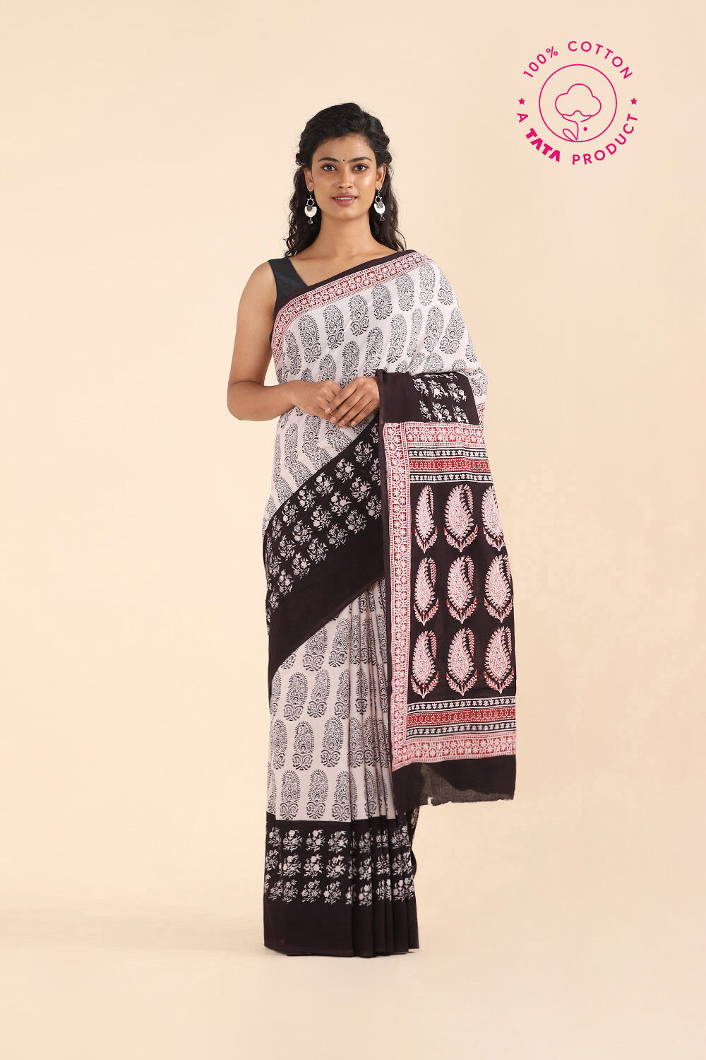 Off Pure White Cotton Bagh Printed image number null