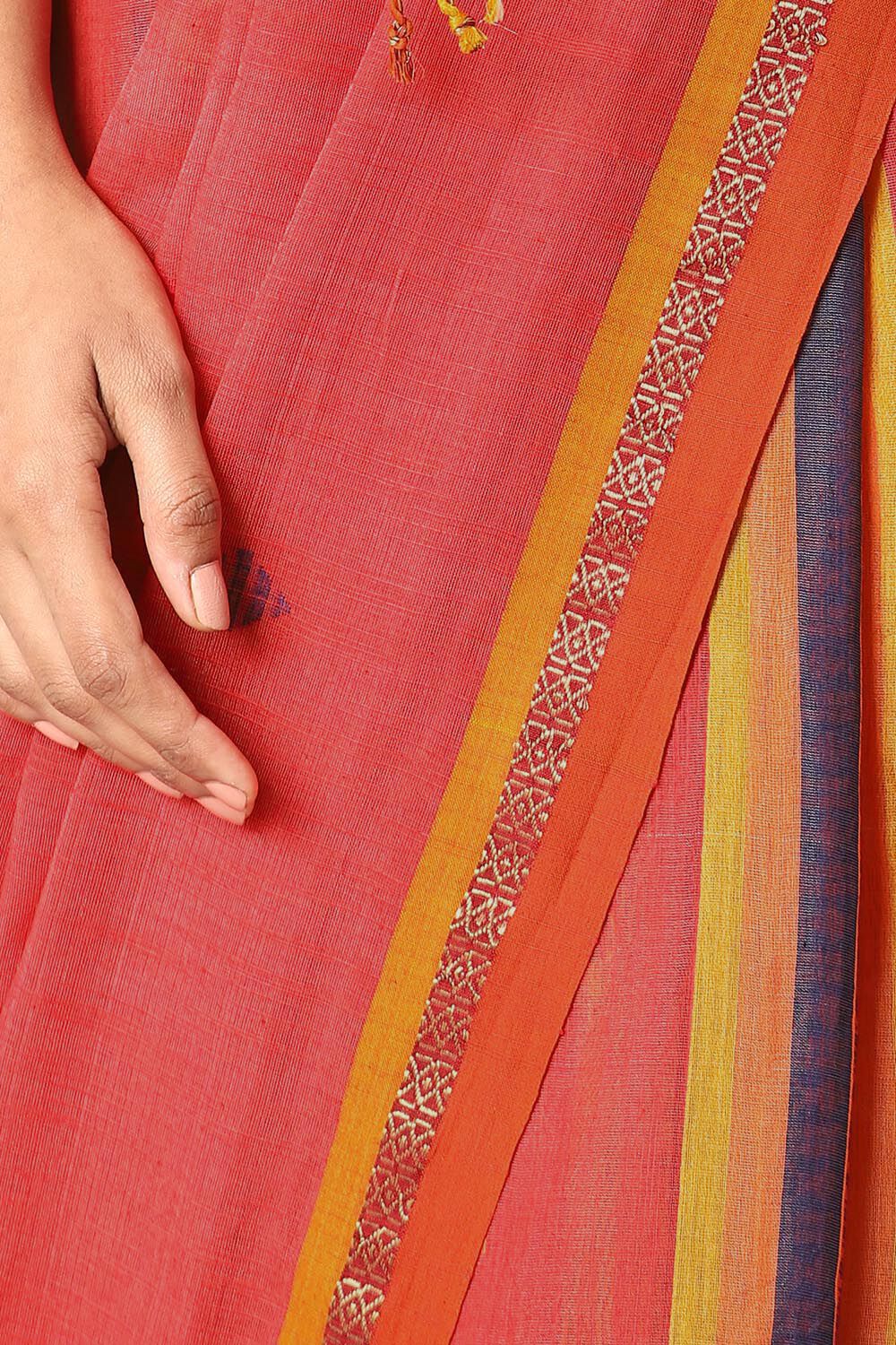Light Red Pure Silk Cotton Bengal Saree image number null