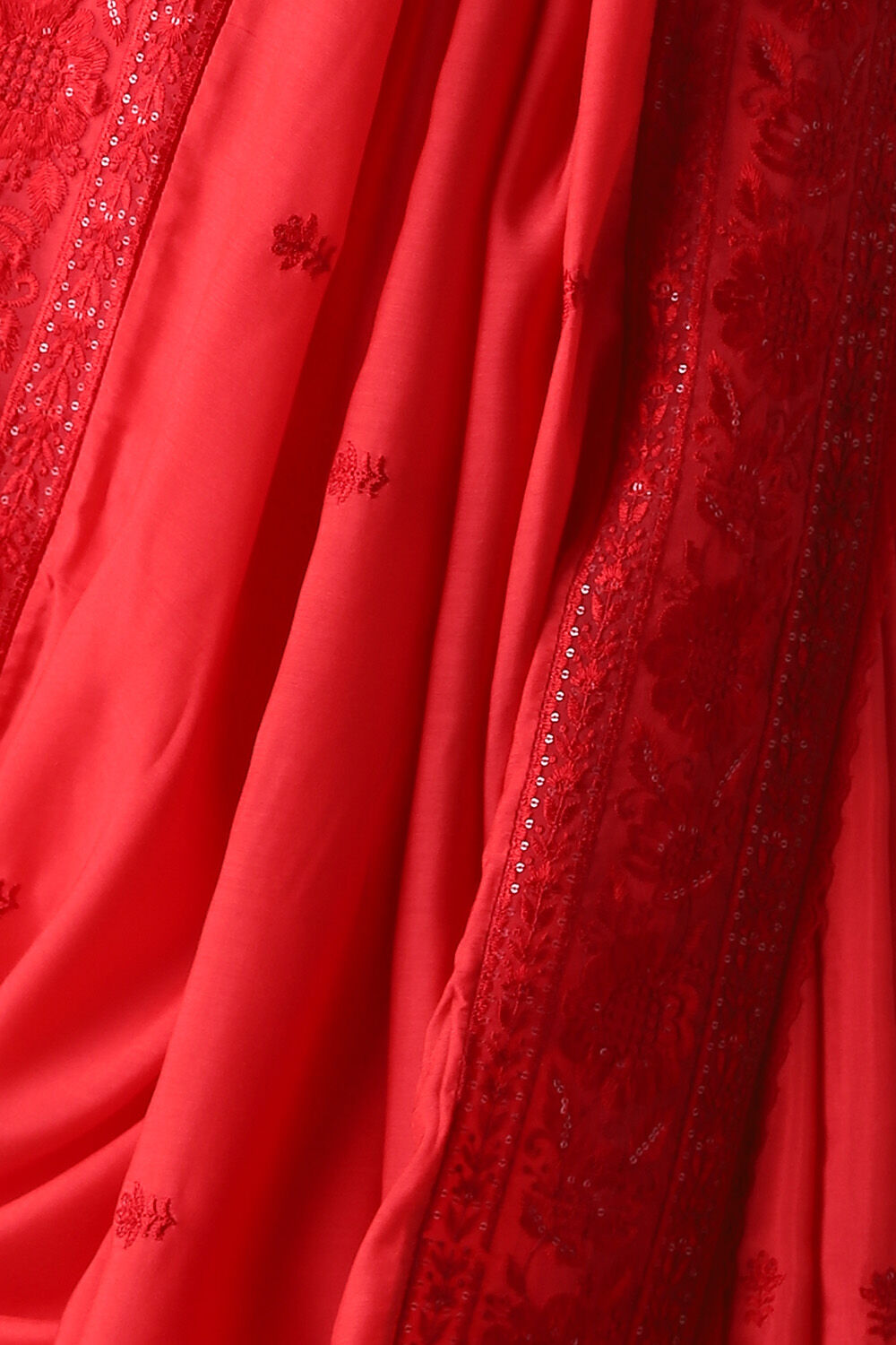Red  Viscose Embroidered Saree image number null