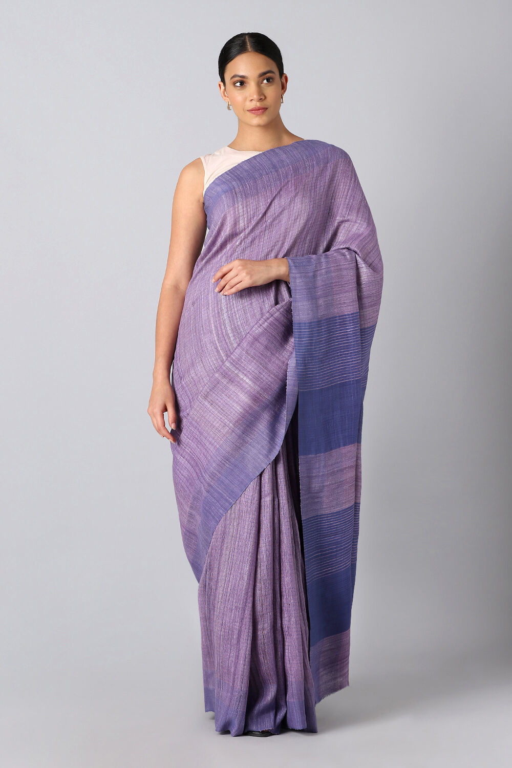 Violet Pure Tussar Bhagalpuri Saree image number null