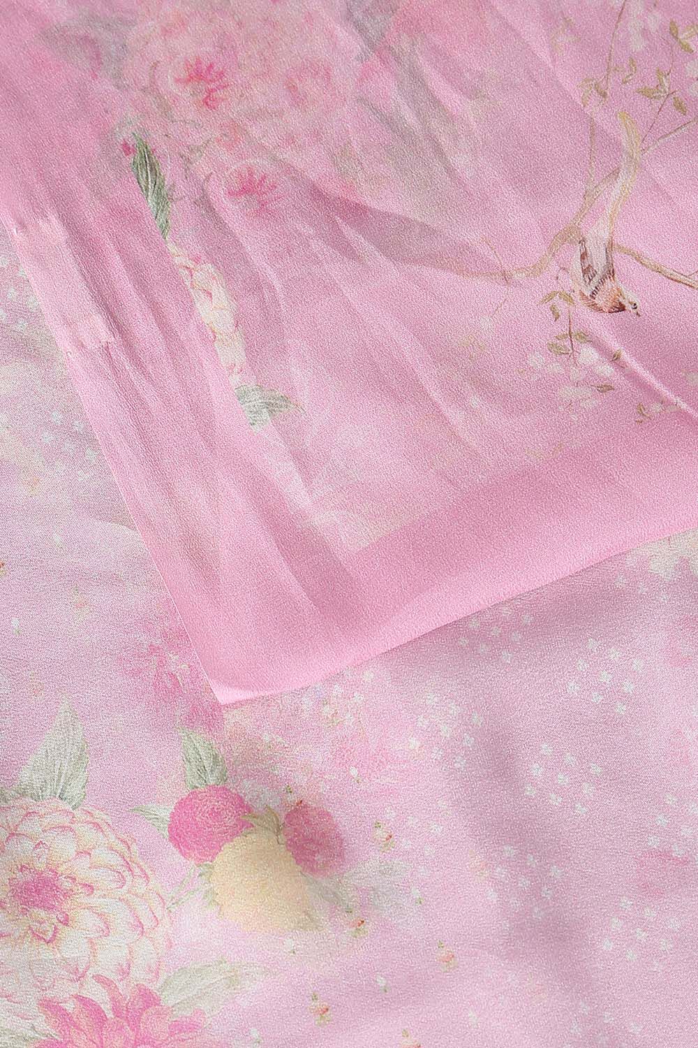 Light Pink Viscose Crepe Digital Printed Saree image number null