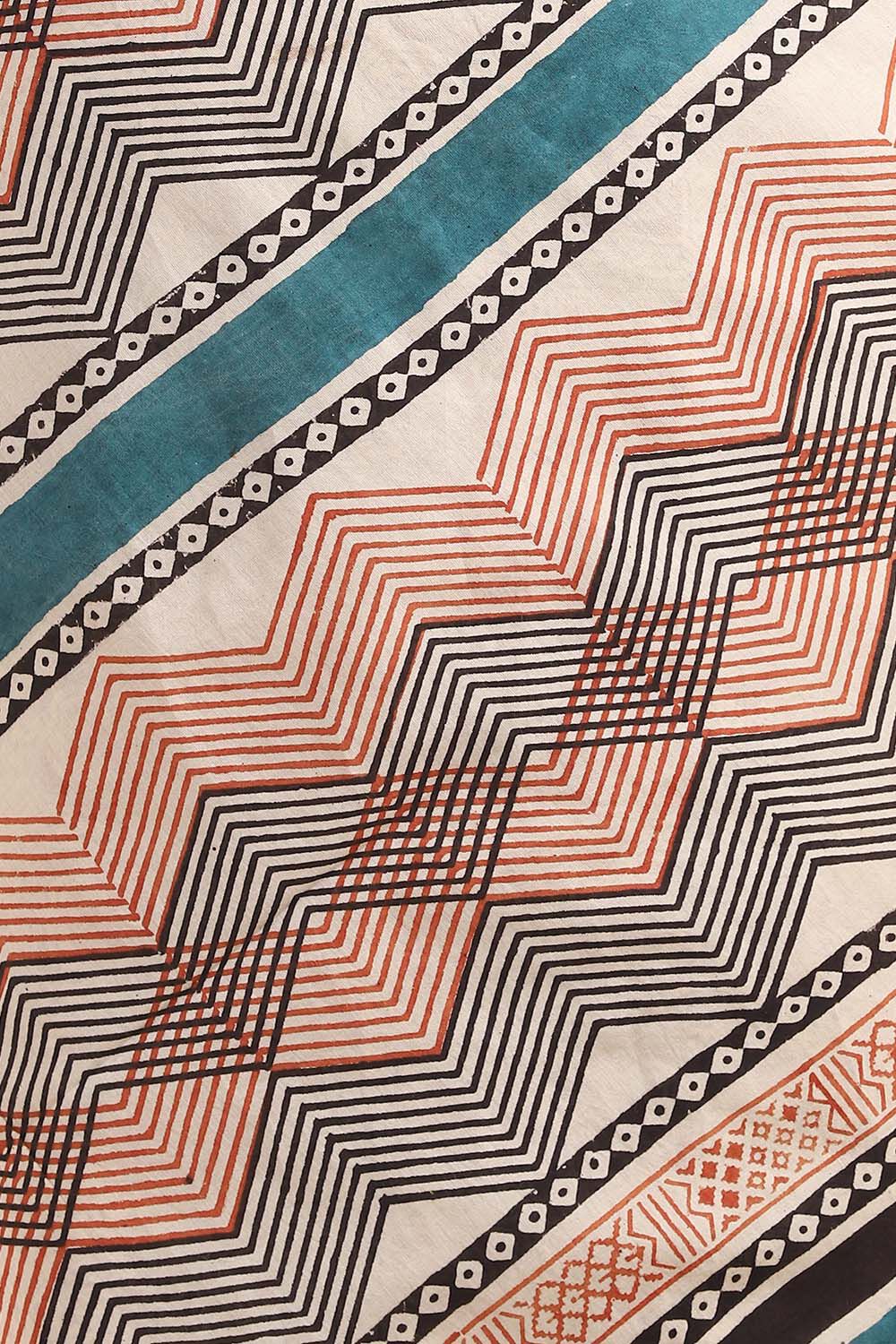 Off Pure White Cotton Bagru Printed image number null