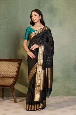 Black Silk Viscose Cutwork Banarasi Saree thumbnail image number null