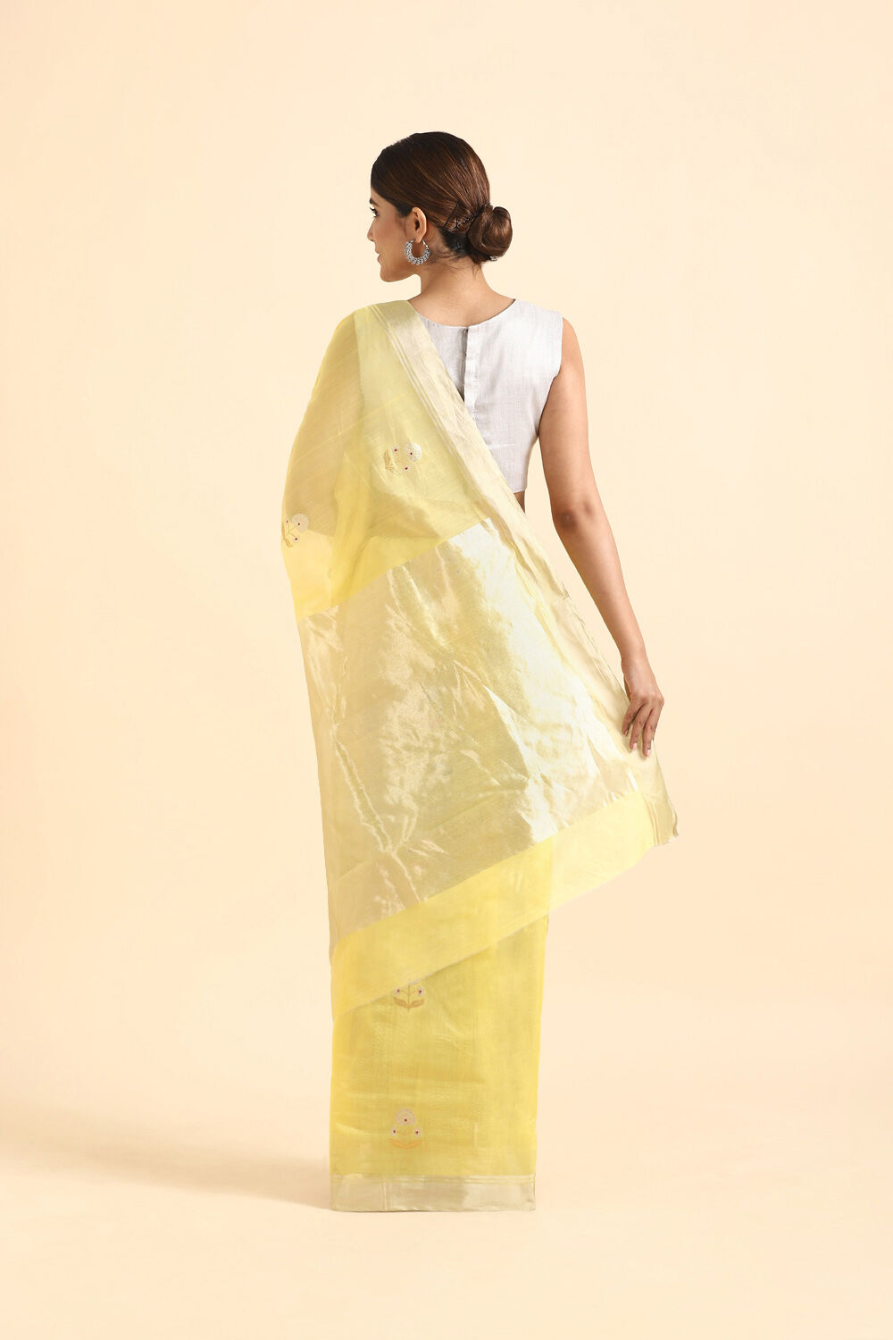 Yellow Pure Silk Cotton Chanderi Saree image number null
