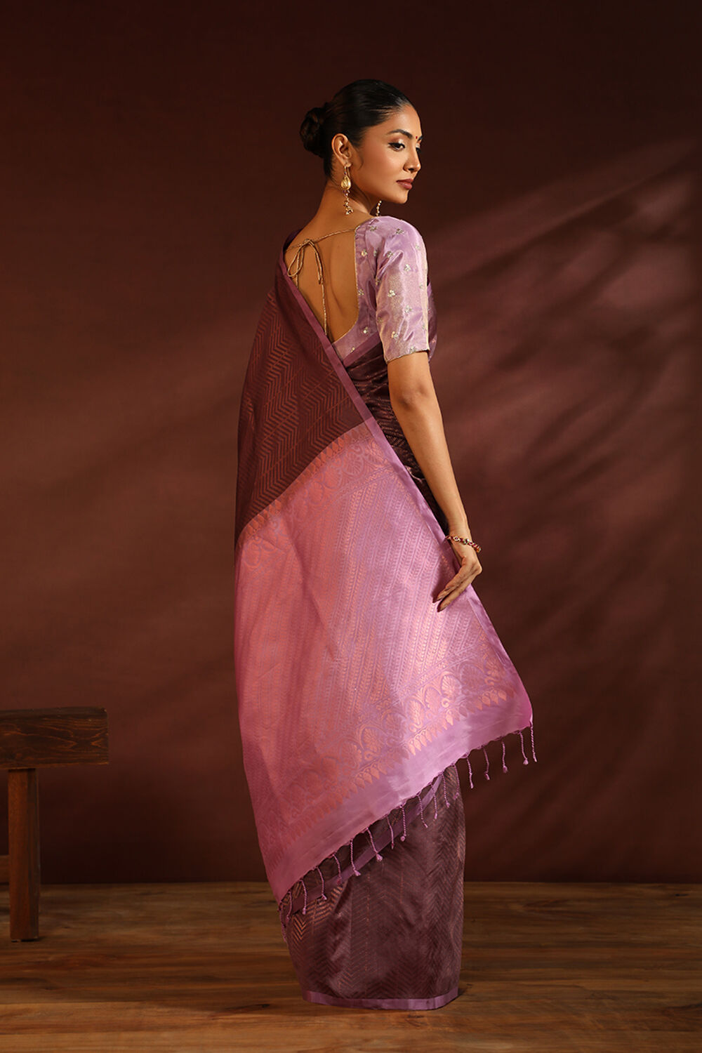 Wine South Pure Silk Woven Saree image number null