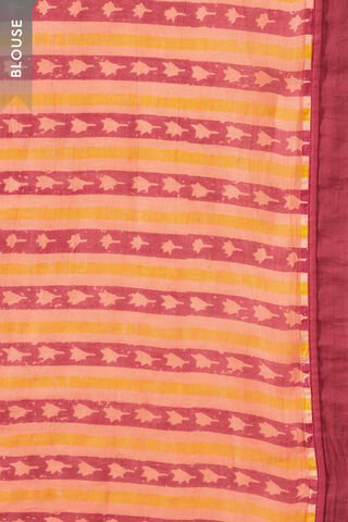 Peach Pure Silk Cotton Block Printed Bengal Saree thumbnail image number null