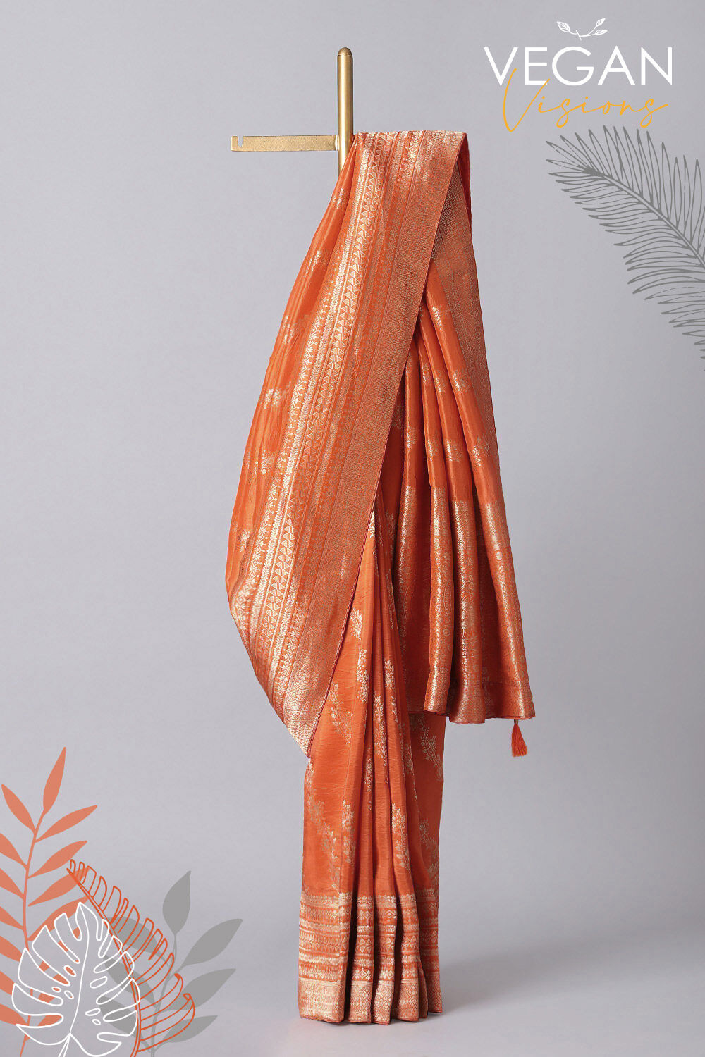 Sunrise Orange Pure Luxe Vegan Saree image number null
