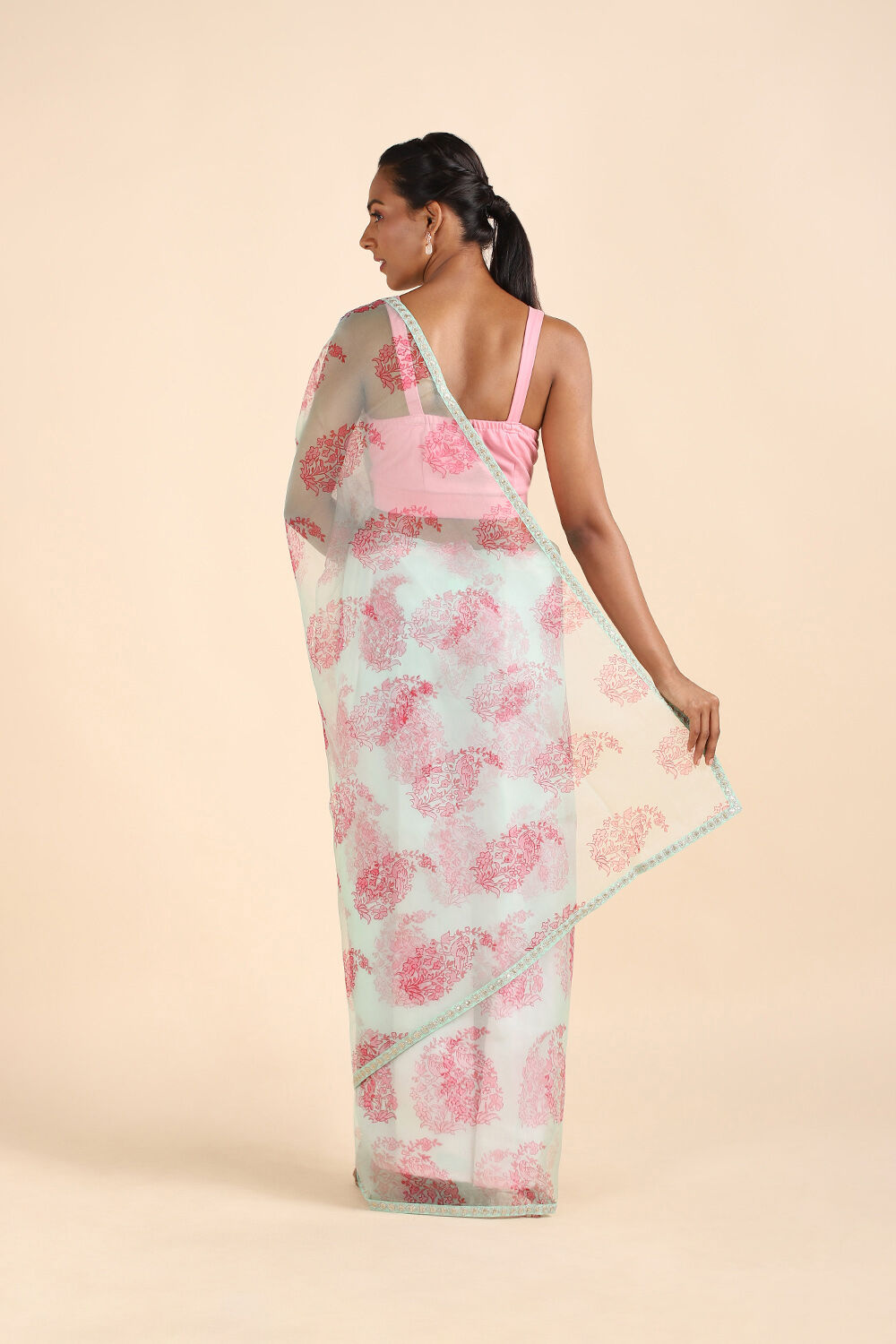 Light Green Pure Organza Digital Printed Saree image number null