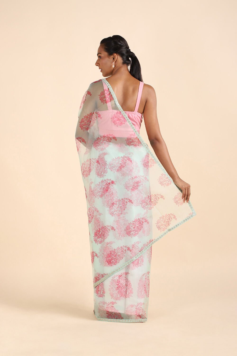 Light Green Pure Organza Digital Printed Saree image number null