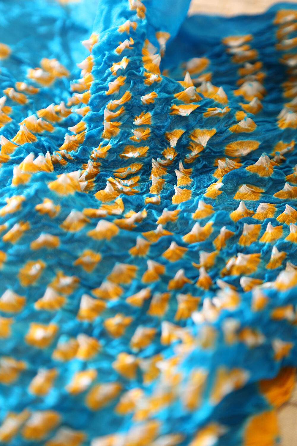Light Blue Pure Silk Bandhni Stole image number null