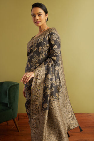 Black Woven Viscose Luxe Saree thumbnail image number null