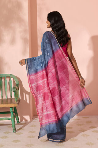 Blue Tie & Dye Shibori Pure Silk Cotton Rajasthan Saree thumbnail image number null