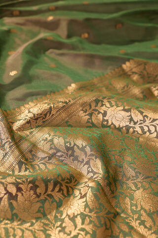 Green Silk Viscose Cutwork Banarasi Saree thumbnail image number null