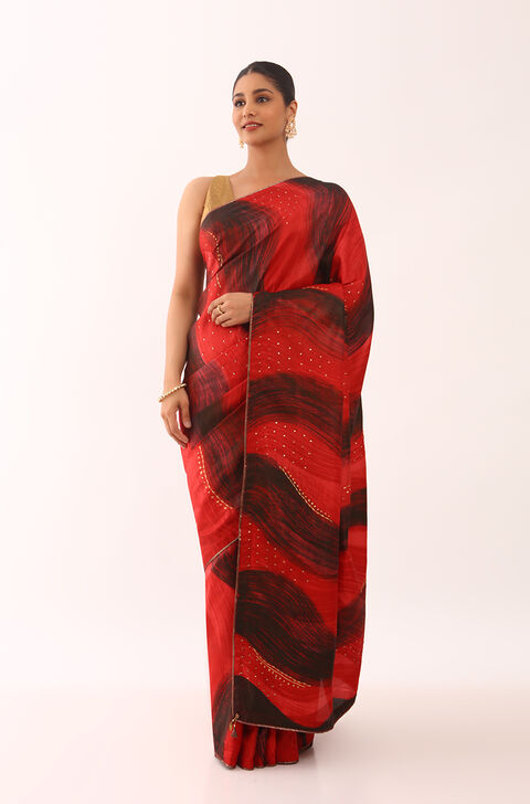 Multicoloured Pure Silk Hand Painted Saree