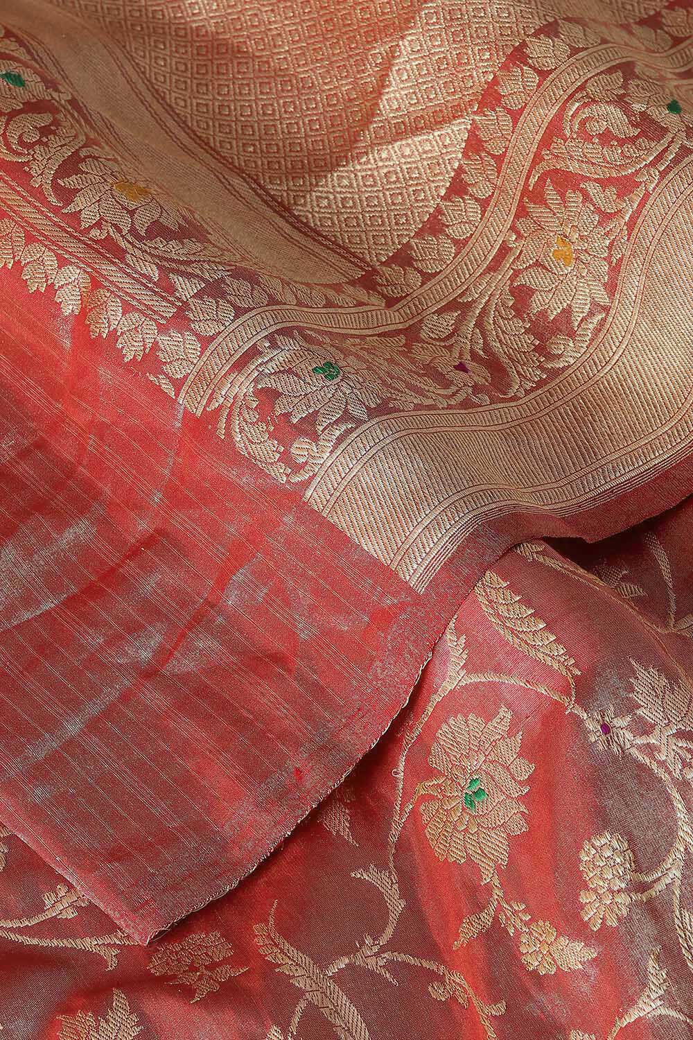 Red Pure Tissue Silk Banarasi Saree image number null