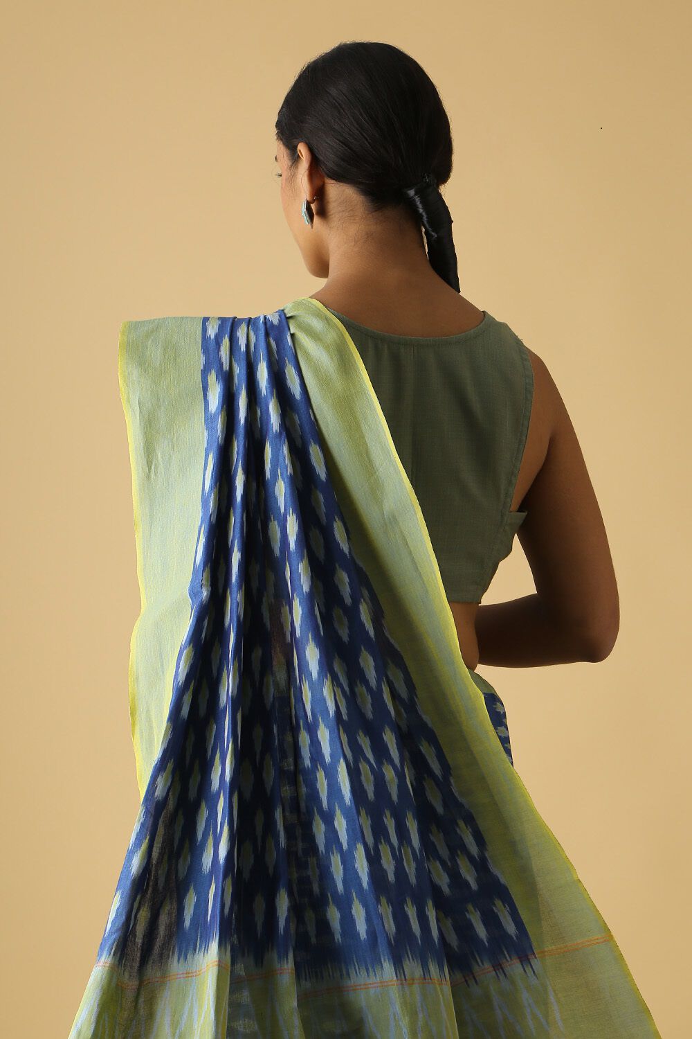 Dark Pure Blue Cotton Pochampalli Ikat image number null