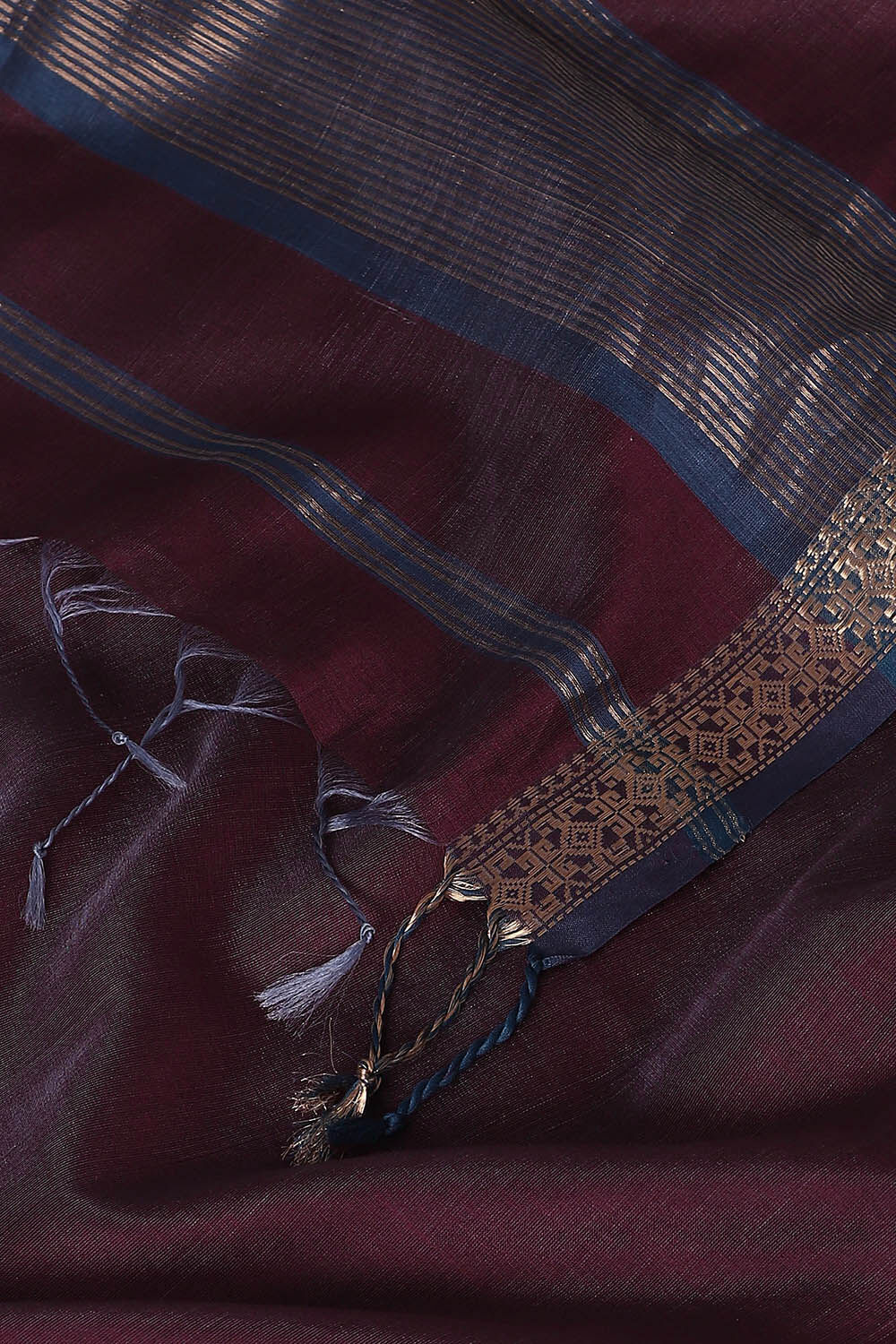 Dark Purple Pure Silk Cotton Maheswari Saree image number null