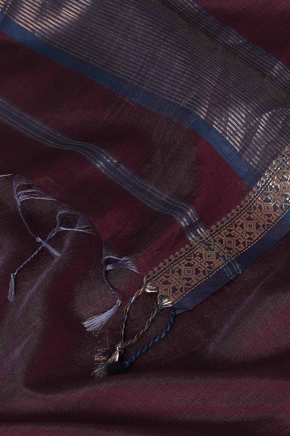 Dark Purple Pure Silk Cotton Maheswari Saree image number null