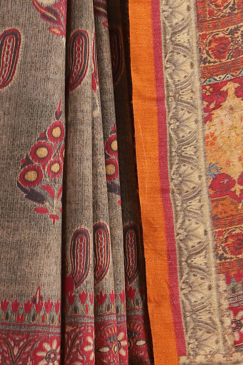 Grey Digital Printed Pure Tussar Silk Saree image number null