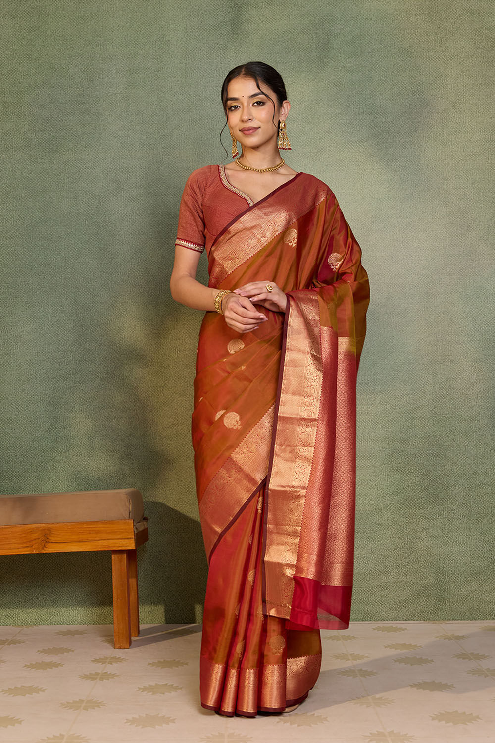 Brown Woven Apsara Silk Viscose Saree image number null