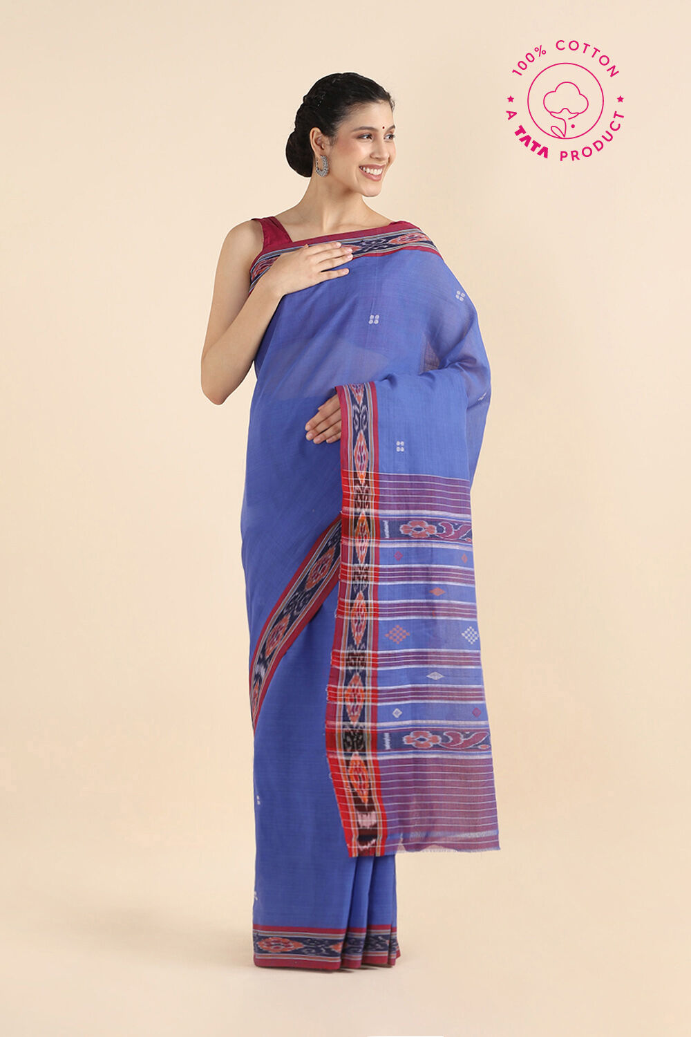 Blue Pure Cotton Odissa Ikat Saree image number null