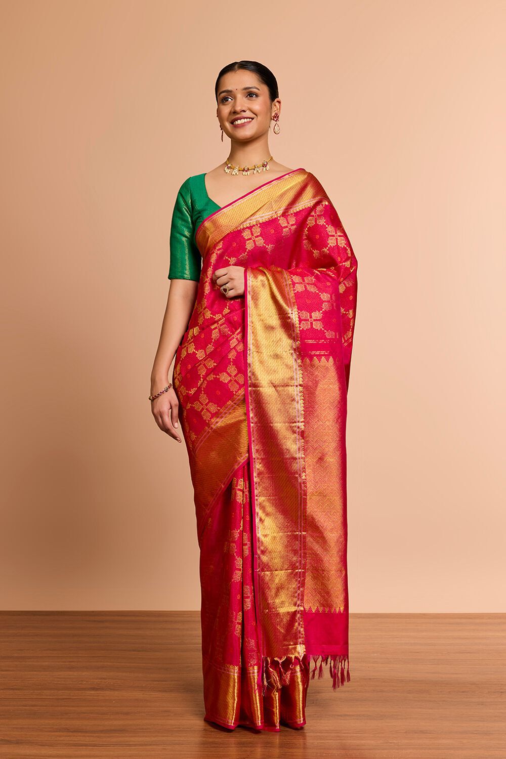 Pink Brocade Pure Silk Kanjeevaram Saree image number null