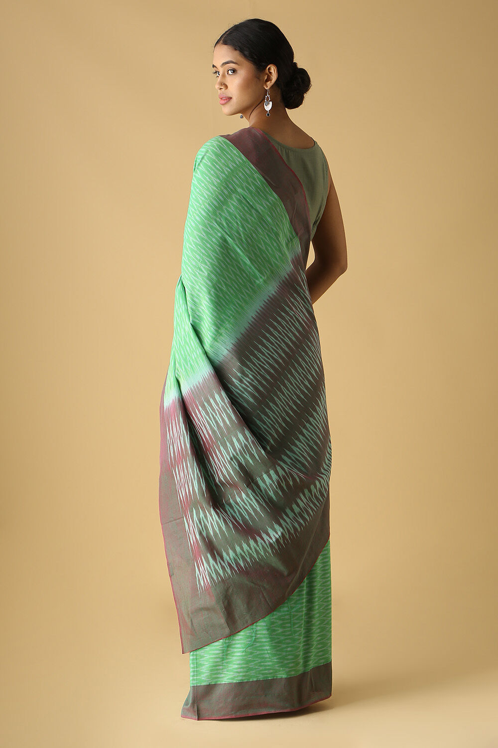 Light Pure Green Cotton Pochampalli Ikat image number null
