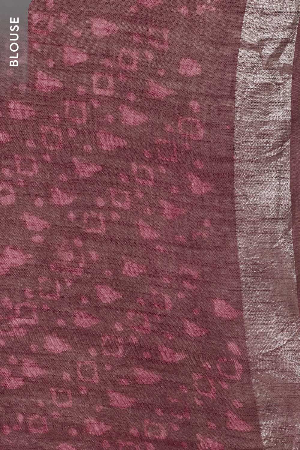 Pink Block Printed Cotton Viscose Saree image number null
