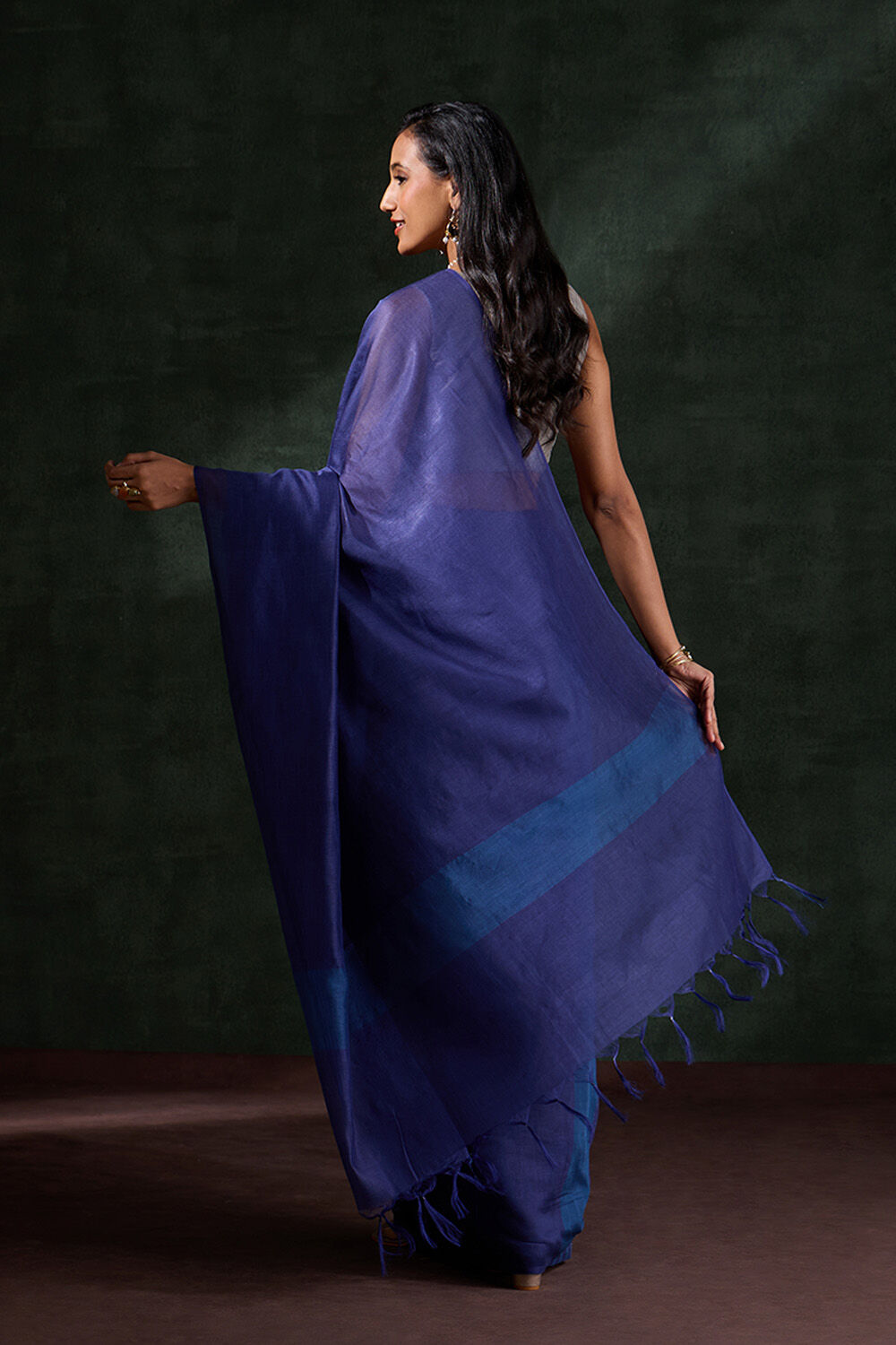 Dark Blue Bhagalpur Woven Silk Viscose Saree image number null