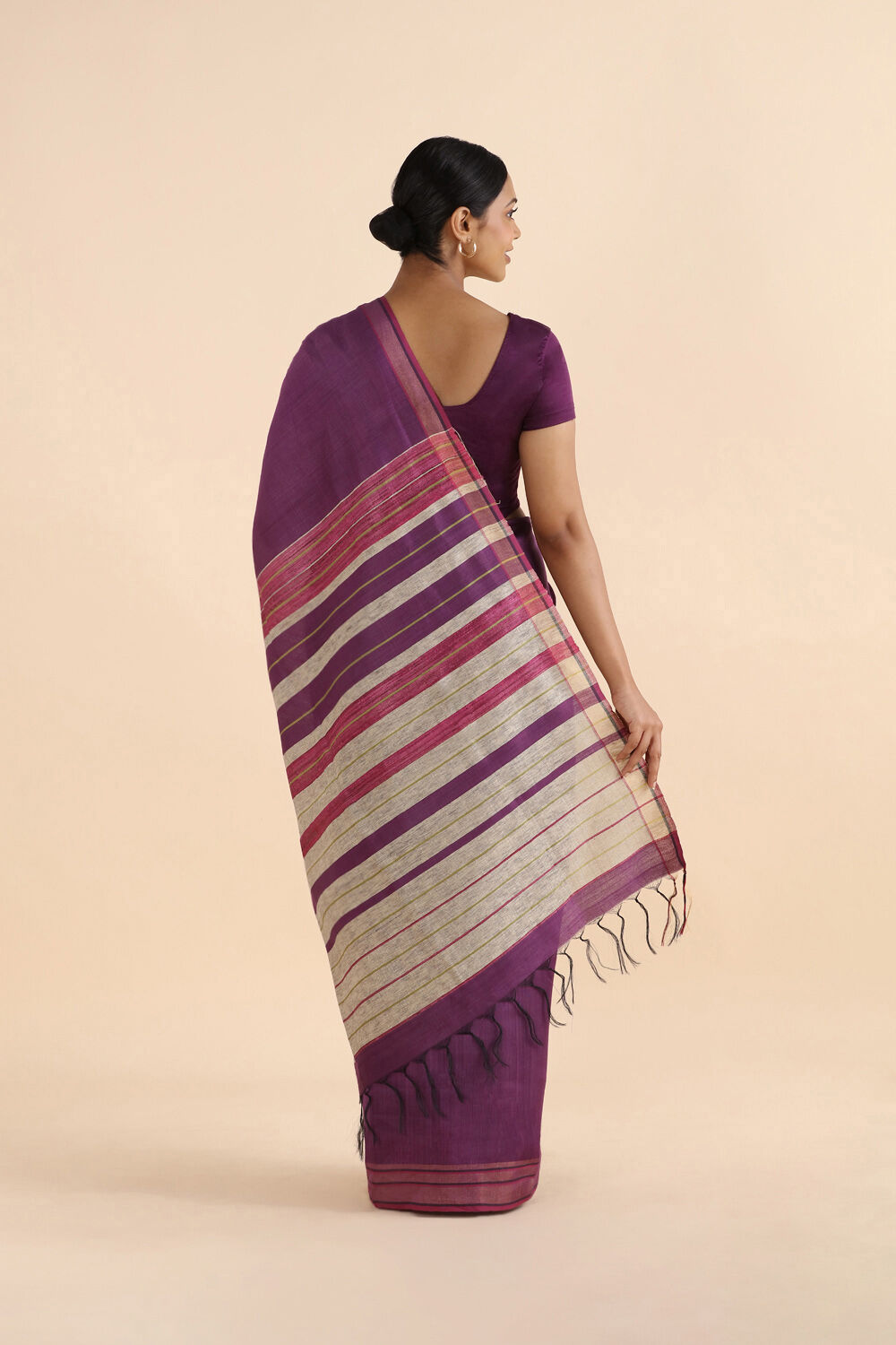 Violet Pure Silk Viscose Bhagalpuri Saree image number null