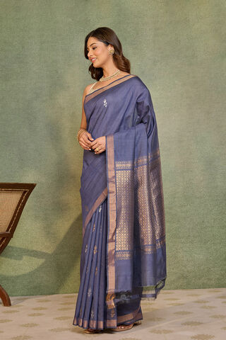 Dark Blue Chattisgarh Woven Pure Tussar Silk Saree thumbnail image number null