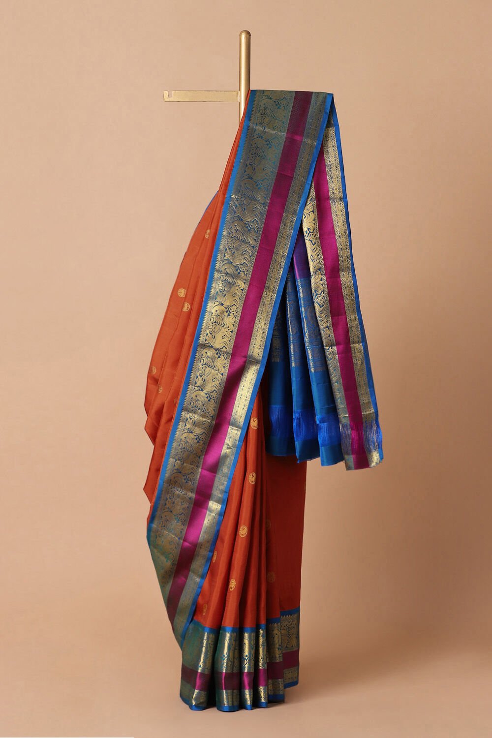 Orange Pure Silk Kanjivaram Saree image number null