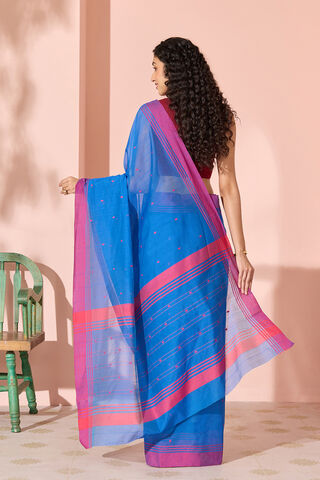 Dark Blue Woven Pure Silk Cotton Chanderi Saree thumbnail image number null