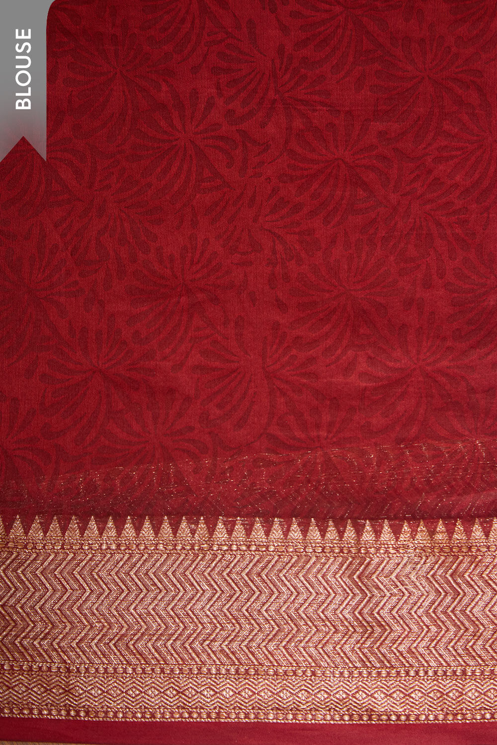 Dark Red Rajasthan Block Printed Pure Silk Cotton Saree image number null