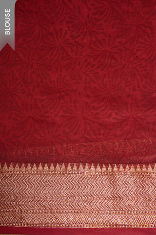 Dark Red Rajasthan Block Printed Pure Silk Cotton Saree thumbnail image number null
