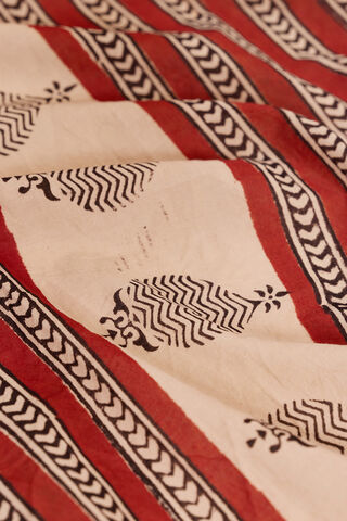Dark Red Rajasthan Block Printed Pure Cotton Saree thumbnail image number null