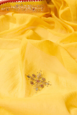 Yellow   Pure Silk Cotton Embroidered Saree thumbnail image number null