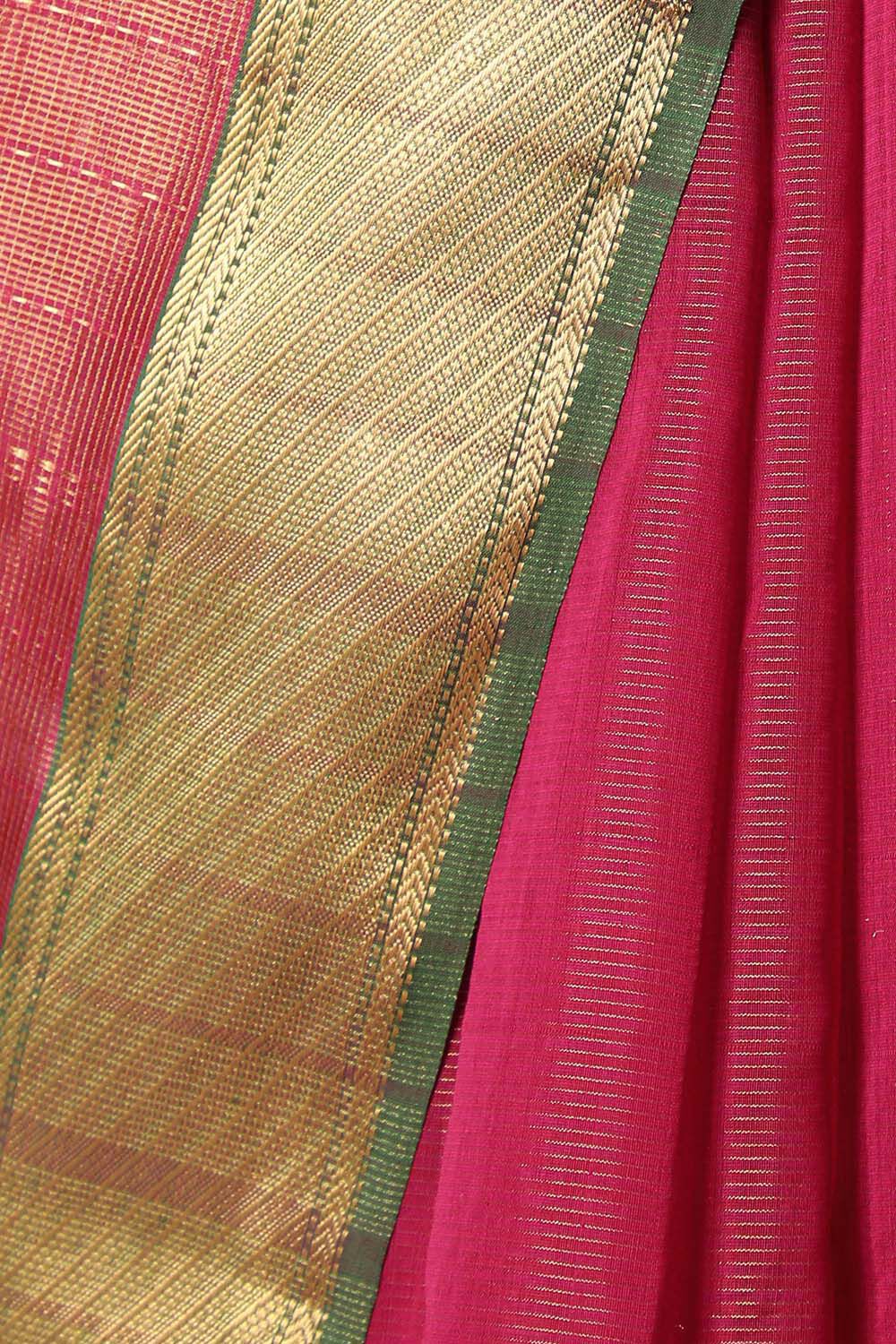 Red Pure Cotton Tissue Maheswari Saree image number null