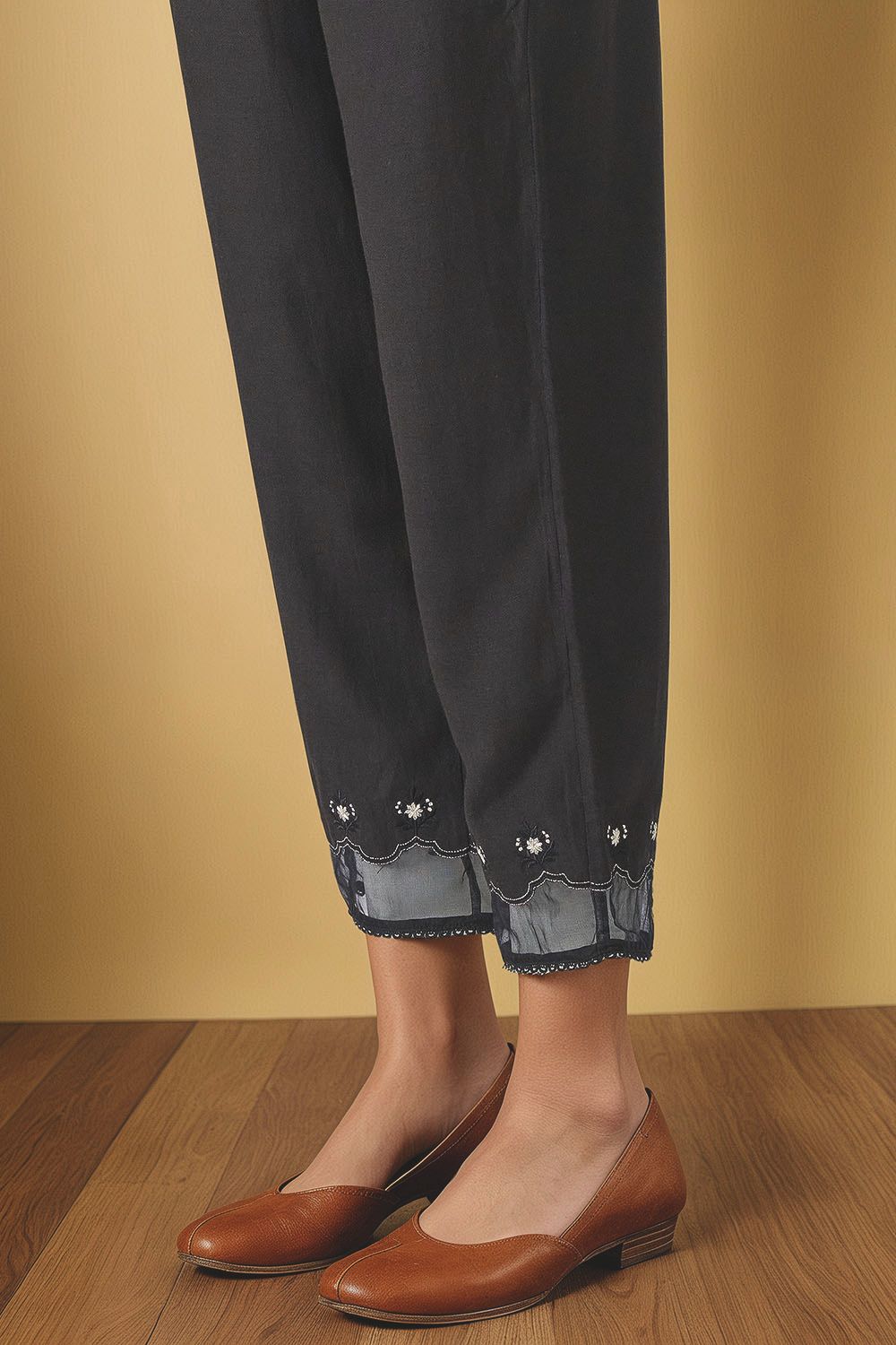 Black Viscose Aari Trouser image number null
