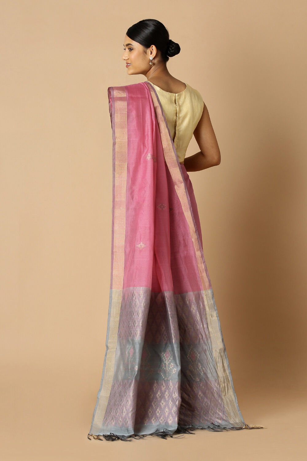 Pink Pure Silk Cotton South Saree image number null