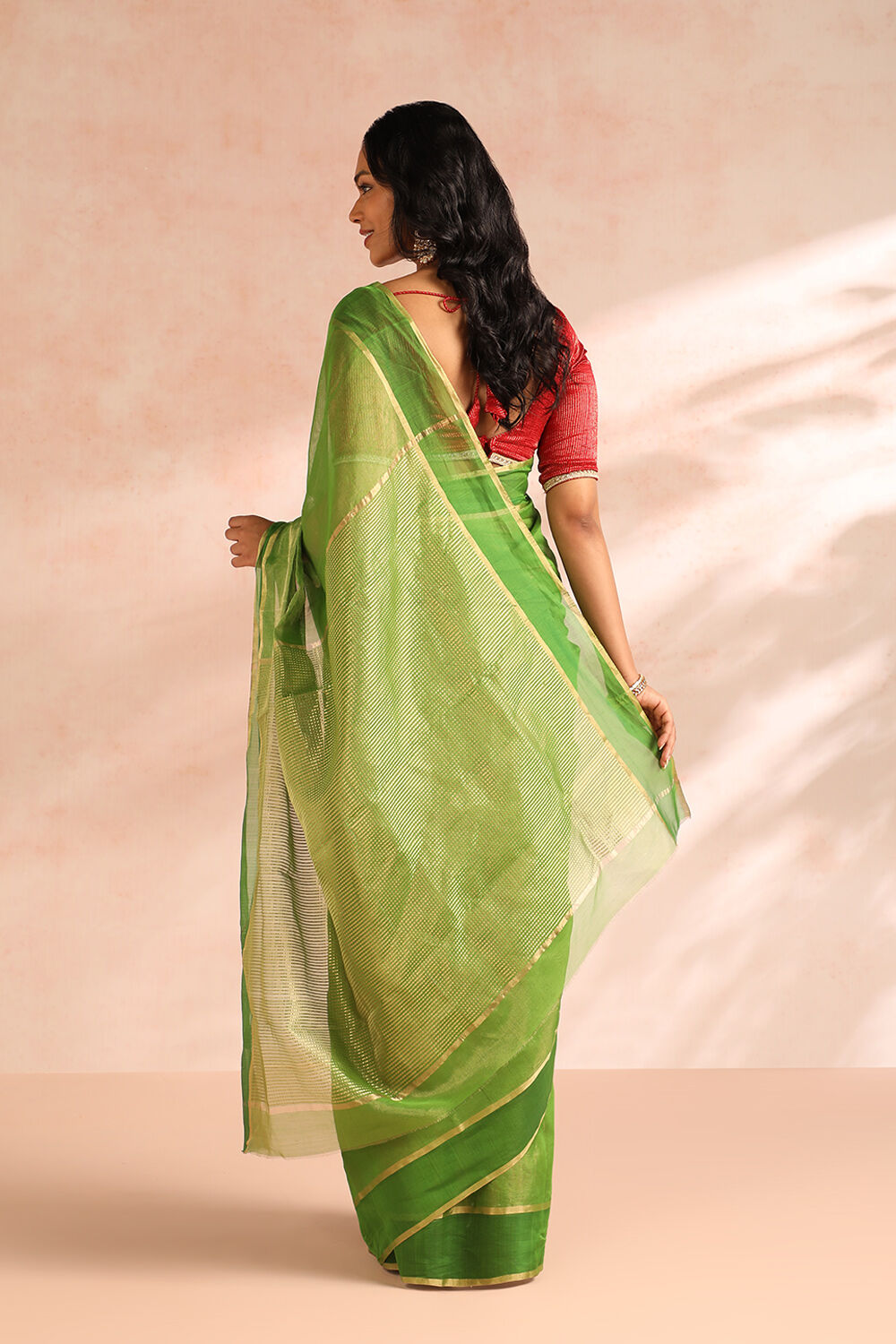 Green Woven Pure Silk Cotton Chanderi Saree image number null