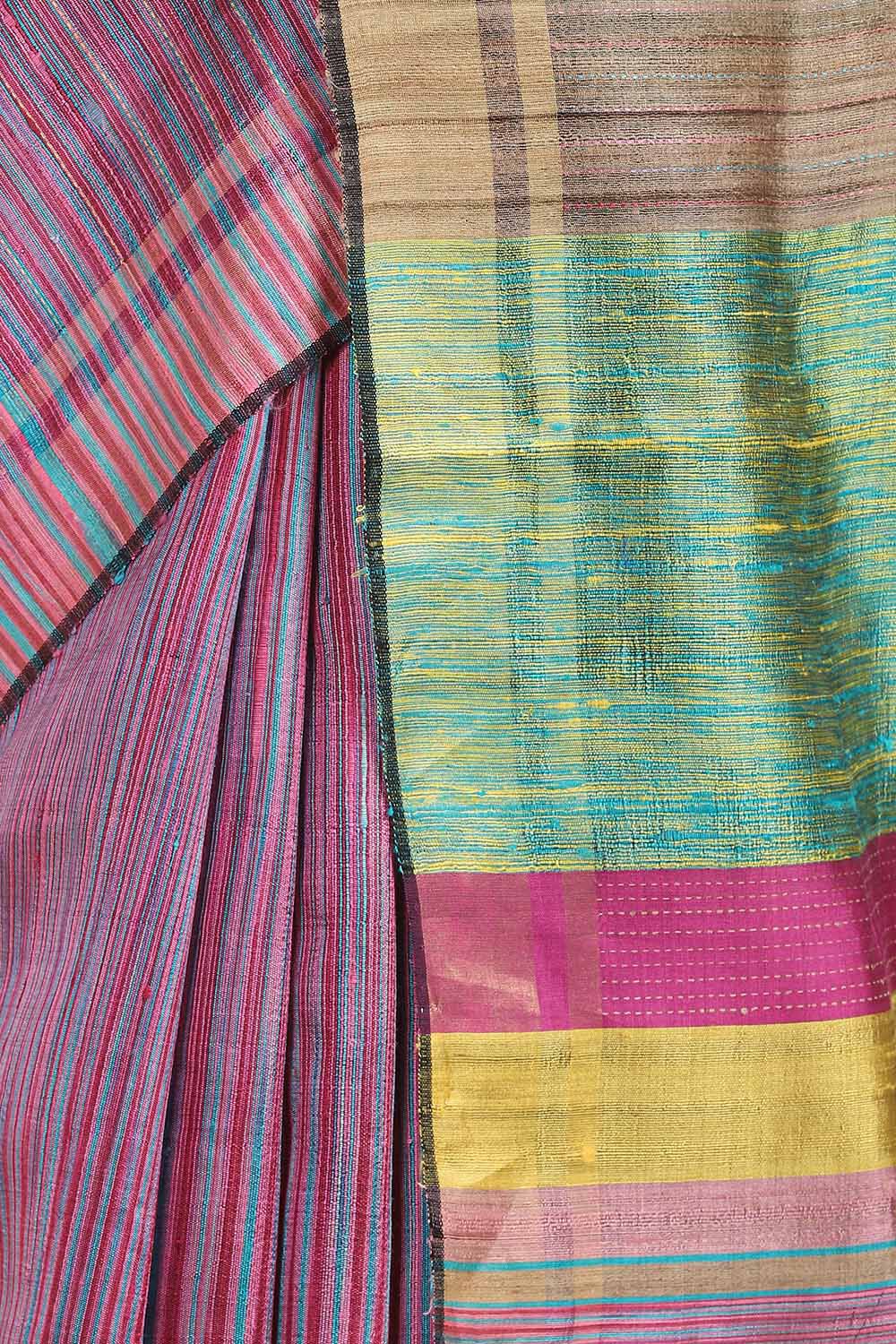Violet Pure Tussar Silk Tie and Dye Saree image number null