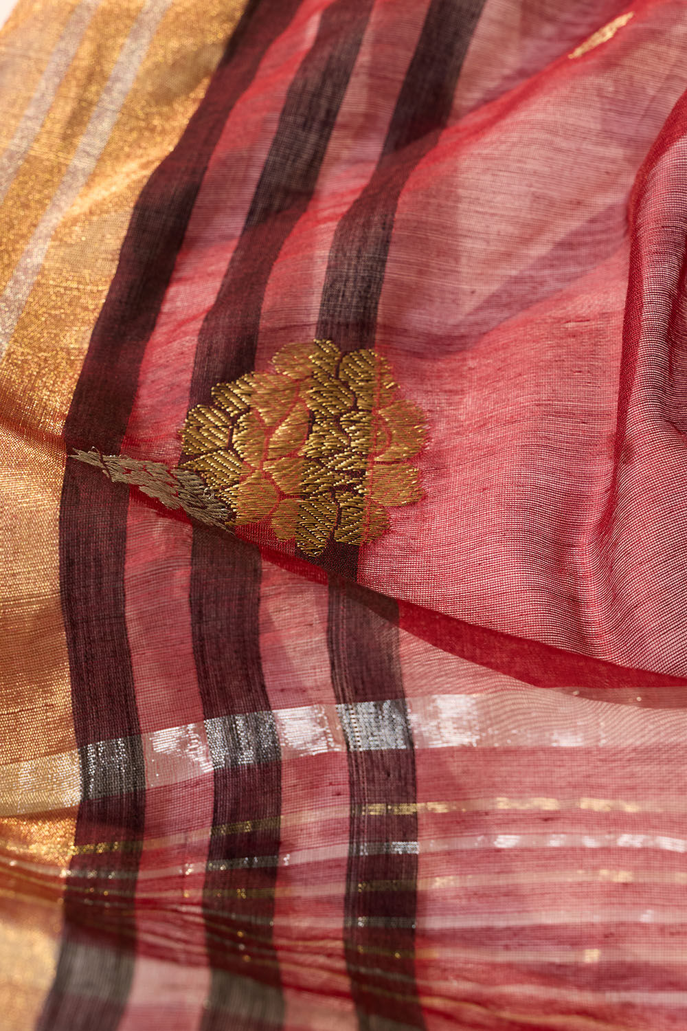 Dark Red Woven Pure Silk Cotton Chanderi Saree image number null